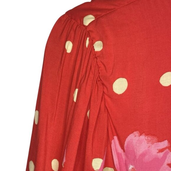 NWT Free People Date Night Mini Dress Strawberry Combo Red Floral Polka Dot Med - Picture 7 of 16